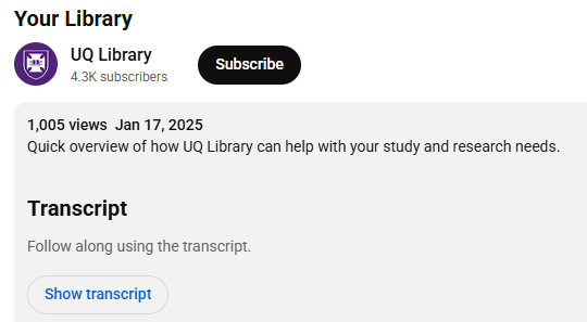 YouTube transcript location