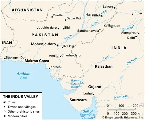 Map of the Indus Valley - ancient India