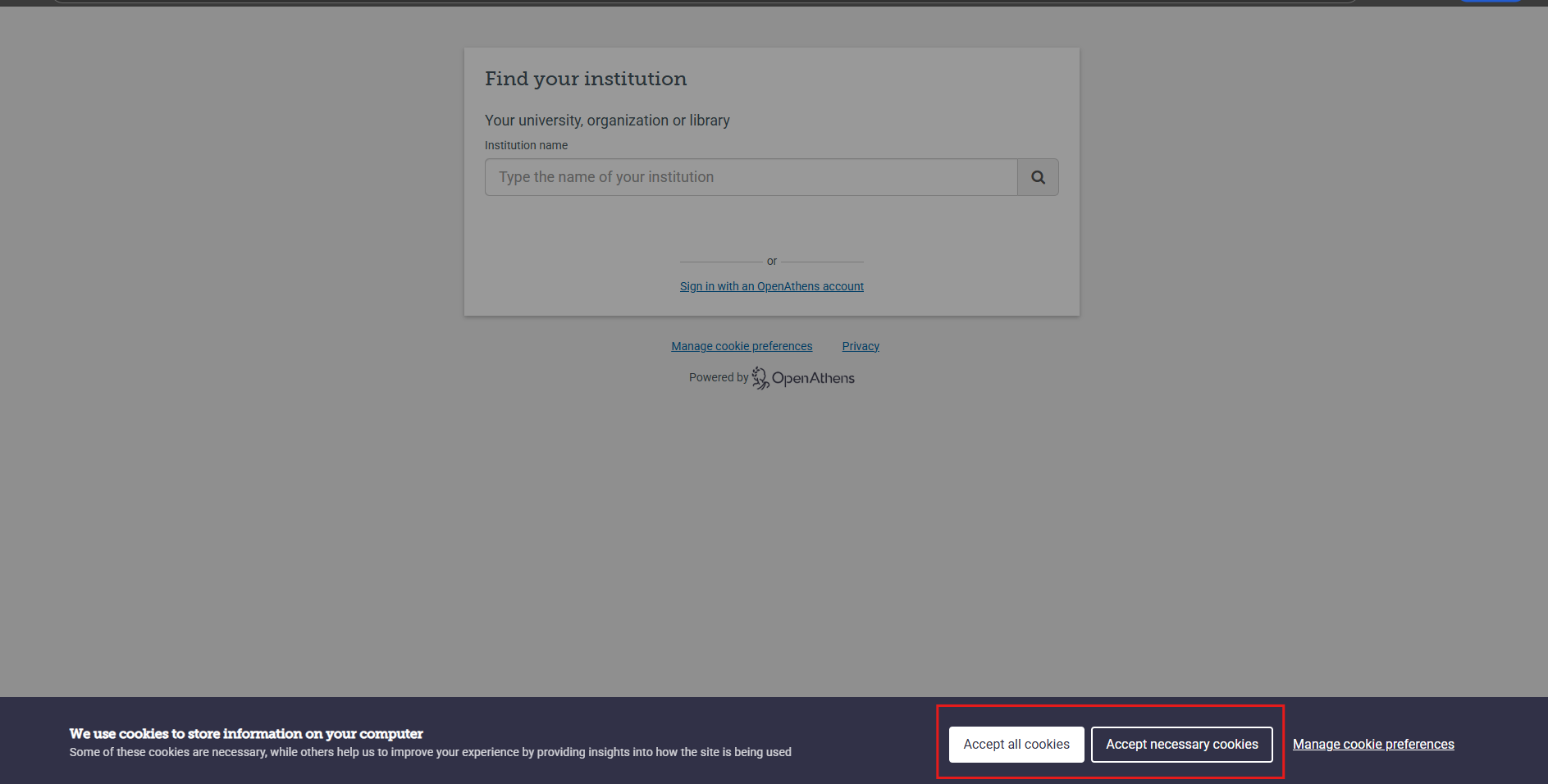 OpenAthens accept cookies to proceed