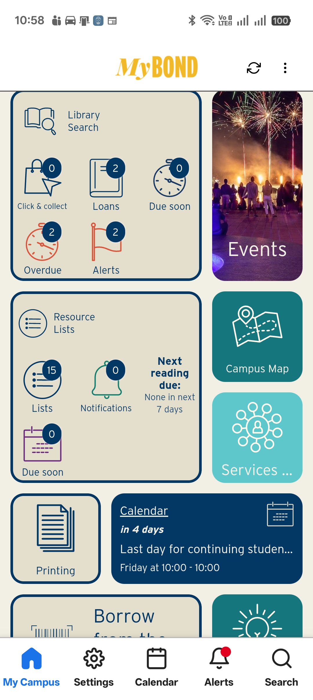 Screenshot of MyBond app showing the Resource List tile