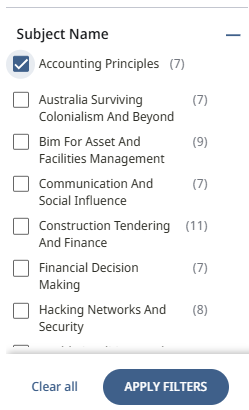 Subject name facet in Library Search